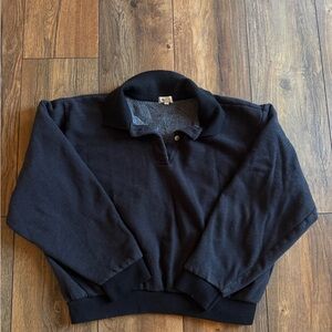 DONNI Fleece Black Pullover Sweater with Collar
